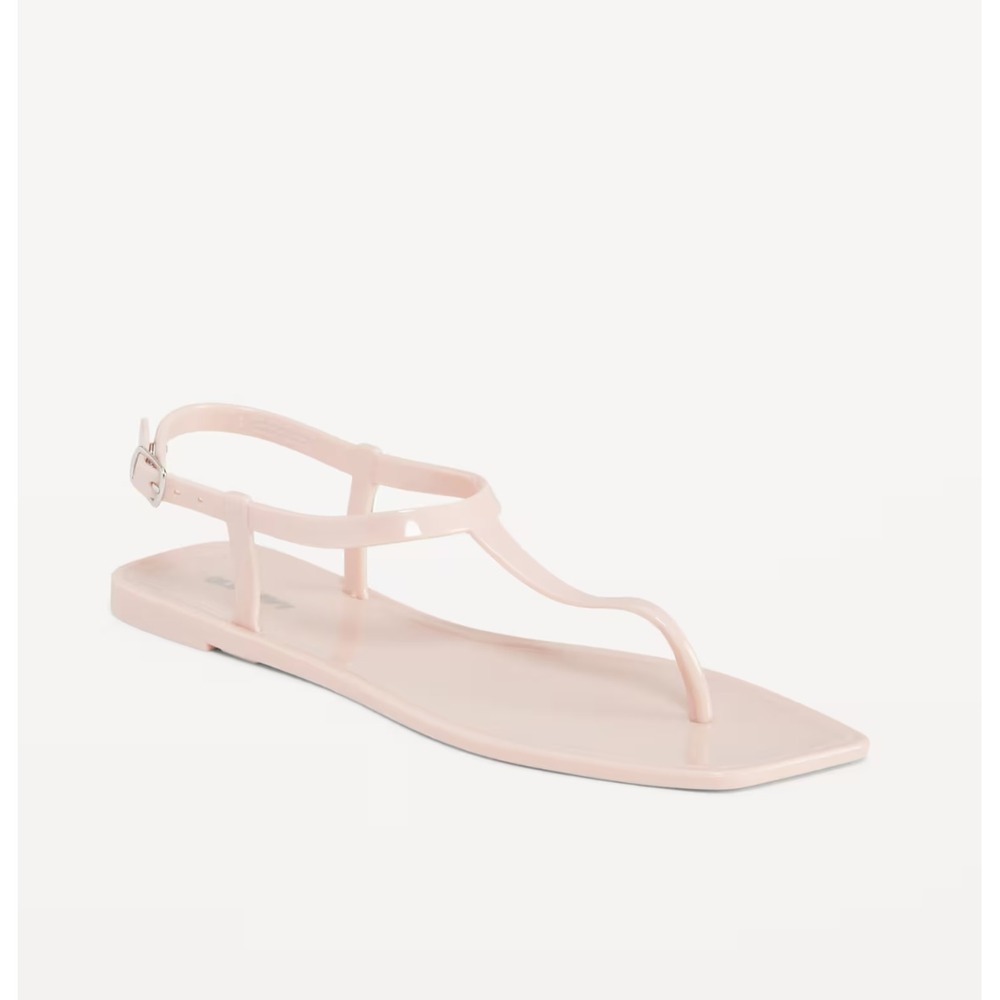 Old Navy Opaque Jelly T-Strap Sandals Pink Bamboo Women's Size 10 NEW